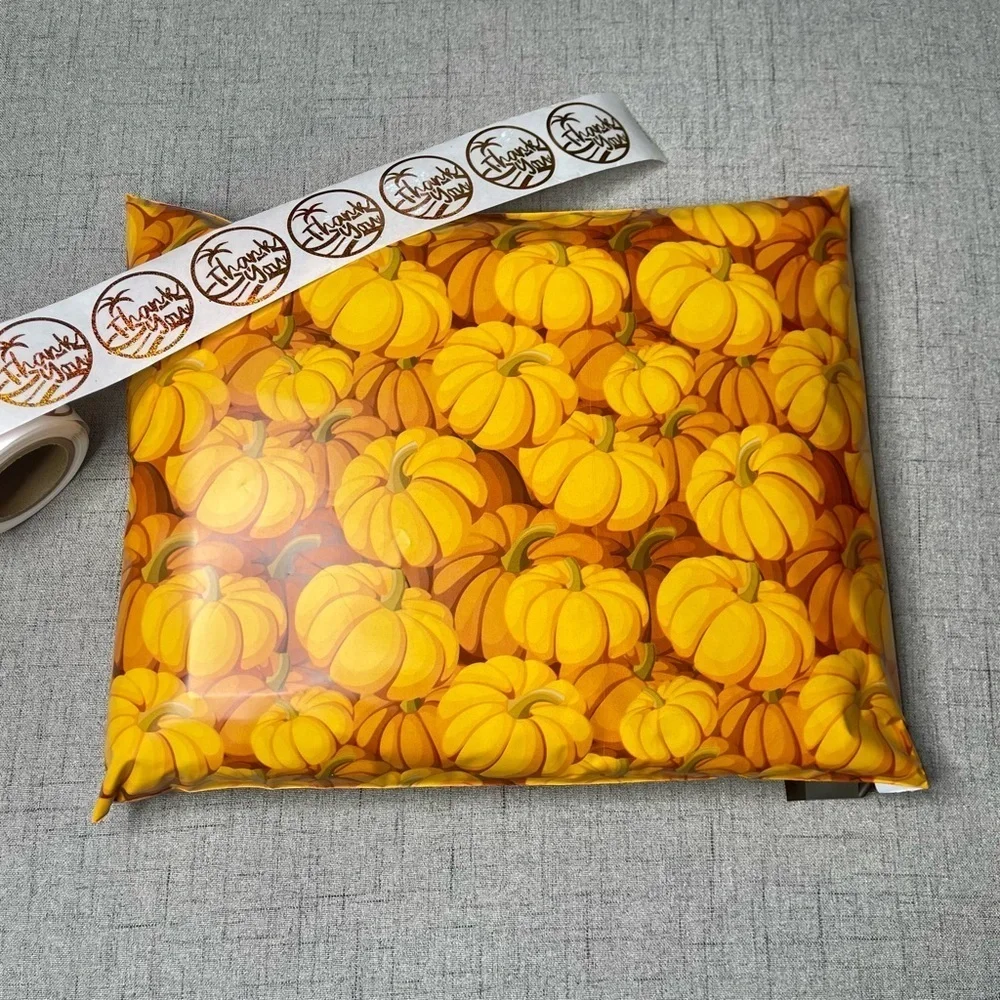 25 Pack Pumpkin Patch Fall Poly Mailers Bulk Designer Shipping Bags
